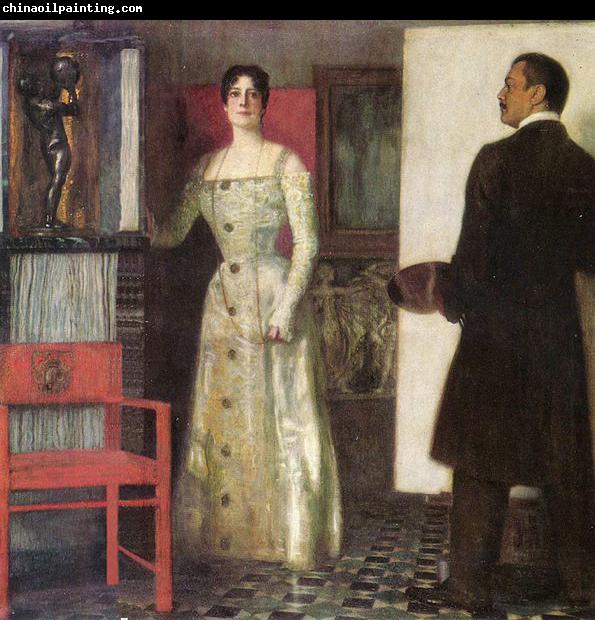 Franz von Stuck Selbstportrat des Malers und seiner Frau im Atelier