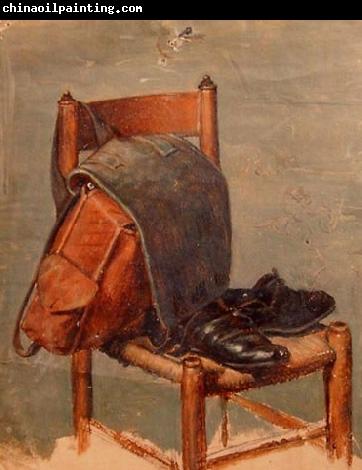 Georg Andreas Hoffmann Jahitasku ja kingad toolil