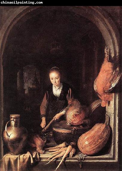 Gerrit Dou Woman Peeling Carrot