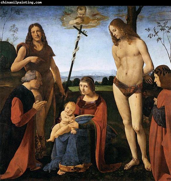 Giovanni Antonio Boltraffio Virgin and Child with Sts John the Baptist and Sebastian