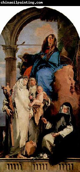 Giovanni Battista Tiepolo Madonna mit Hl. Katharina, Hl. Rosa, die das Kind halt und der hockenden Hl. Agnes