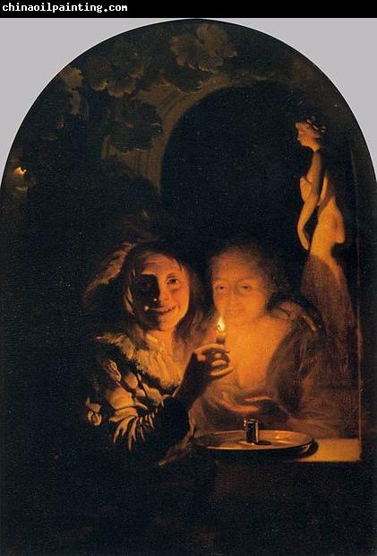 Godfried Schalcken Lovers Lit by a Candle