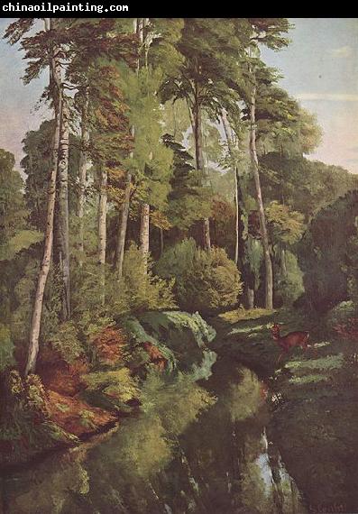 Gustave Courbet Waldbach mit Rehen