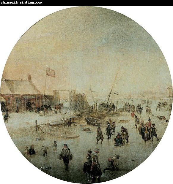 Hendrick Avercamp Winter landscape with skates and people playing kolf