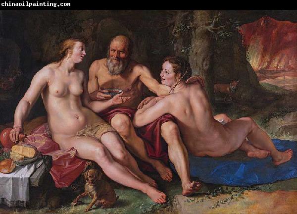 Hendrick Goltzius Lot and his daughters.