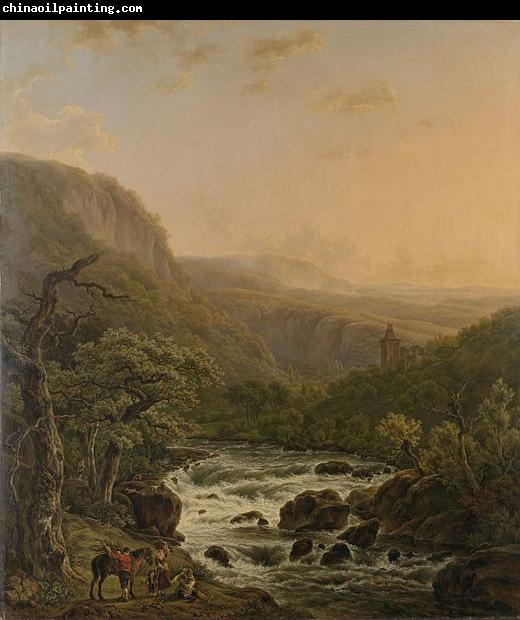 Henri van Assche Rivier in de Ardennen bij zonsondergang