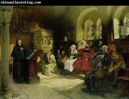 Hugo Vogel Martin Luther preaching at the Wartburg