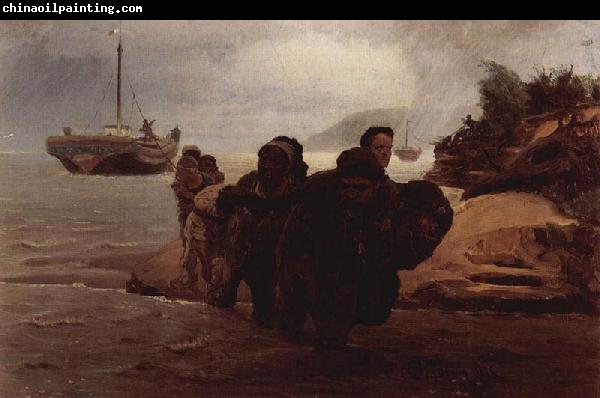 Ilya Repin Barge Haulers wading