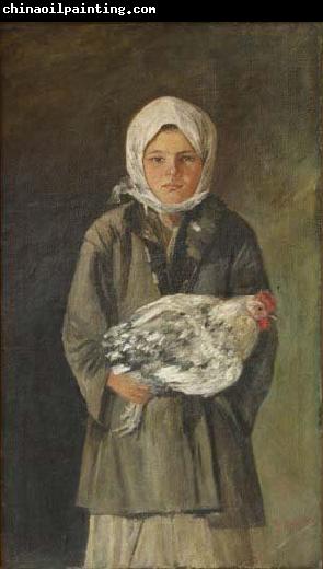 Ion Andreescu Girl holding a chicken