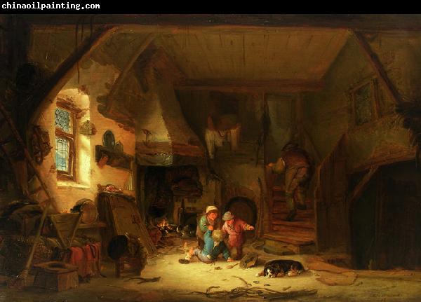 Isaac van Ostade Bauerninterieur mit spielenden Kindern