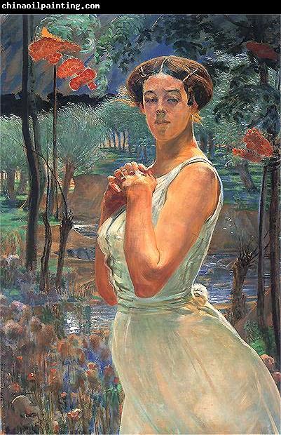 Jacek Malczewski A woman in a grove