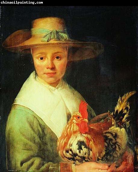 Jacob Gerritsz Cuyp A Girl with a Rooster