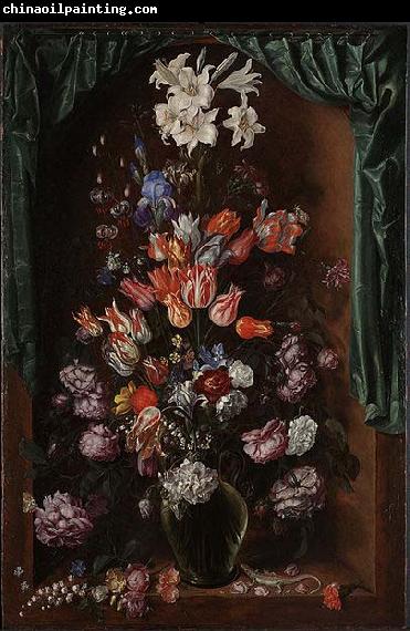 Jacob de Gheyn II Vase of Flowers with a Curtain