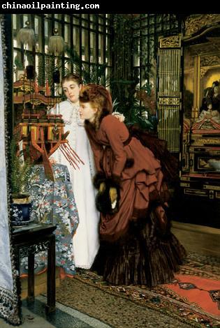 James Tissot Young Ladies Looking at Japanese Objects