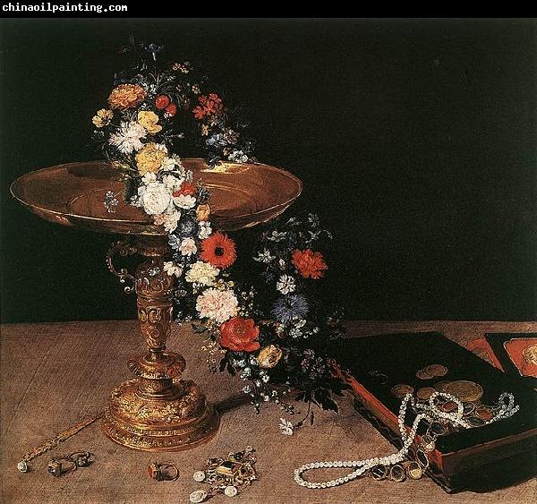 Jan Brueghel Still-Life with Garland of Flowers and Golden Tazza