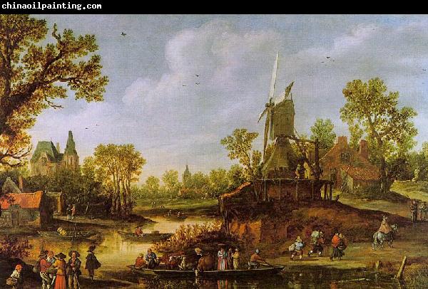 Jan van Goyen River Landscape with a Ferry