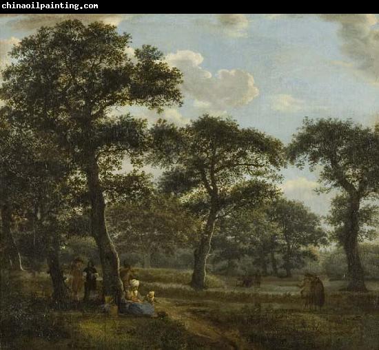 Jan van der Heyden Figures Resting and Promenading in an Oak Forest