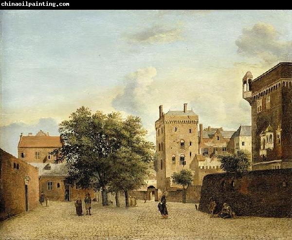 Jan van der Heyden View of a Small Town Square