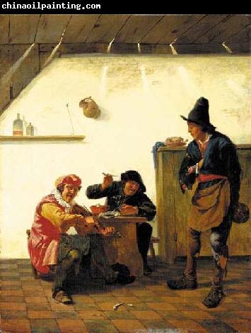 Johannes Natus Peasants smoking and making music in an inn