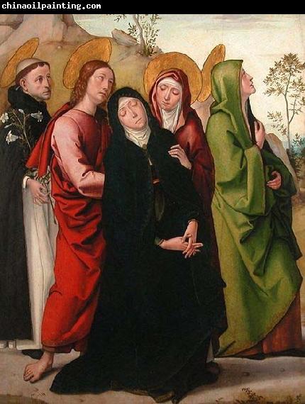 Juan de Borgona The Virgin, Saint John the Evangelist, two female saints and Saint Dominic de Guzman.