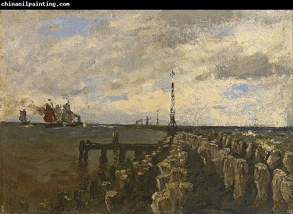 Julius Ludwig Friedrich Runge Nordseelandschaft mit Booten an einem dunstigen Morgen