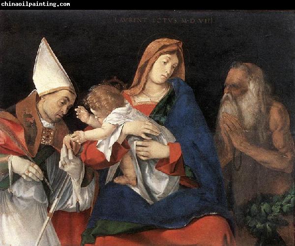 Lorenzo Lotto Madonna and Child with St Ignatius of Antioch and St Onophrius