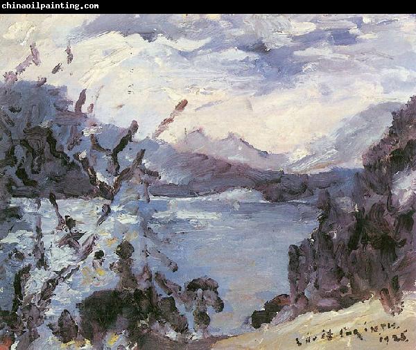 Lovis Corinth Walchensee mit Bergkette und Uferhang