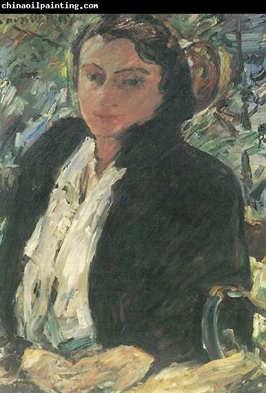 Lovis Corinth Portrat Charlotte Corinth in gruner Samtjacke