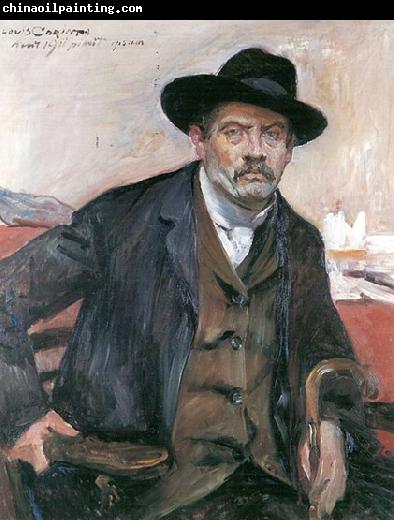 Lovis Corinth Selbstportrat mit schwarzem Hut und Stock