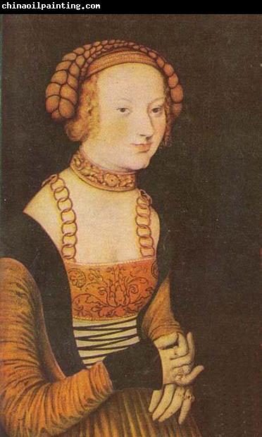 Lucas Cranach The Princesses Sibylla, Emilia and Sidonia of Saxony (Detail of portrait of Sidonia