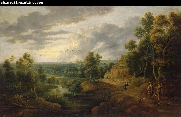 Lucas van Uden Landscape with Hunters