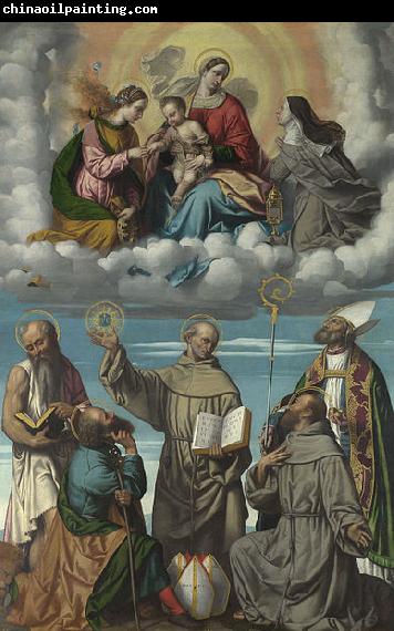 MORETTO da Brescia The Virgin and Child with Saint Bernardino and Other Saints