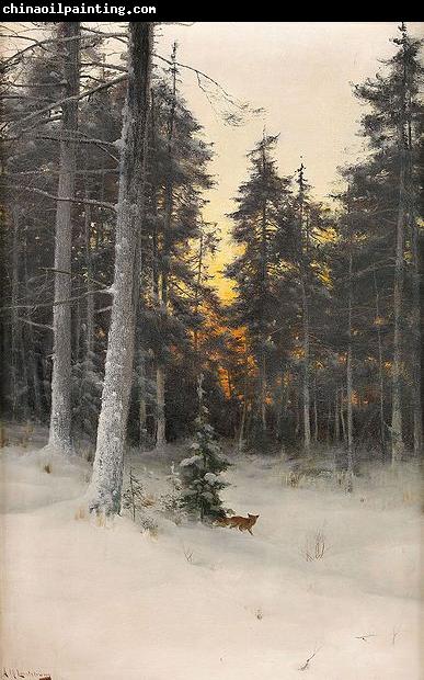 Mauritz Lindstrom Fox in Winter Forest