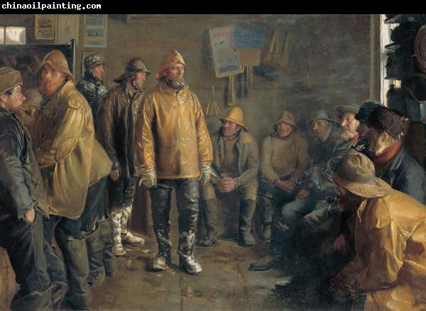 Michael Ancher In the grocery store on a winter day when there is no fishing