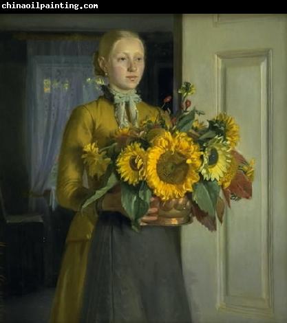 Michael Ancher Pigen med solsikkerne