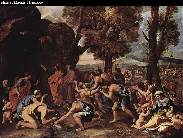 Nicolas Poussin Moses schlagt Wasser aus dem Felsen