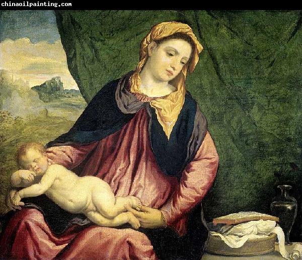 Paris Bordone Madonna with Sleeping Child