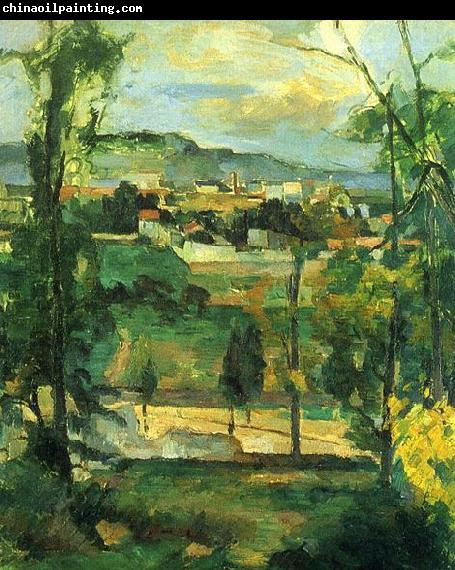 Paul Cezanne Dorf hinter den Baumen, Ile de France