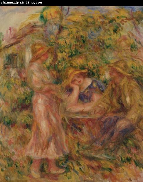 Pierre Auguste Renoir Three Figures in Landscape