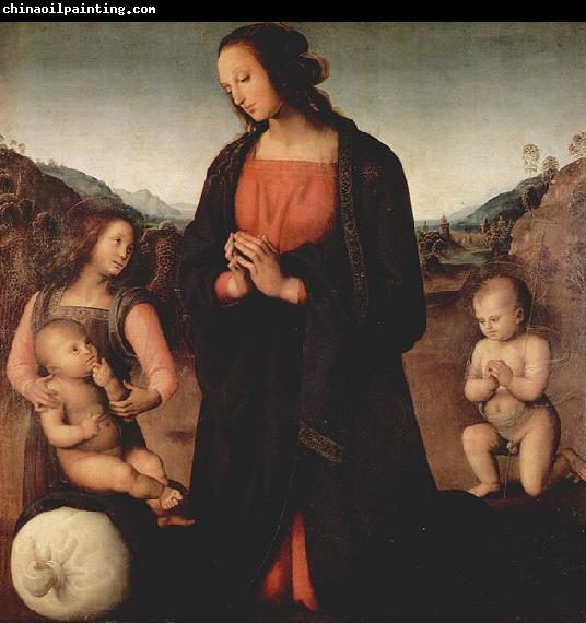 Pietro Perugino Maria, das Christuskind anbetend, mit Johannes dem Taufer und einem Engel