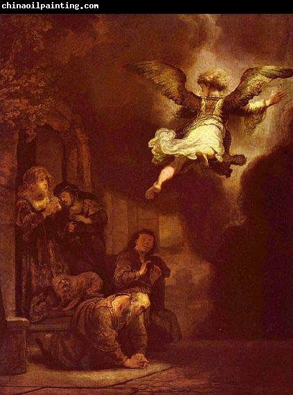 REMBRANDT Harmenszoon van Rijn The angel Raphael leaving the family of Tobit.