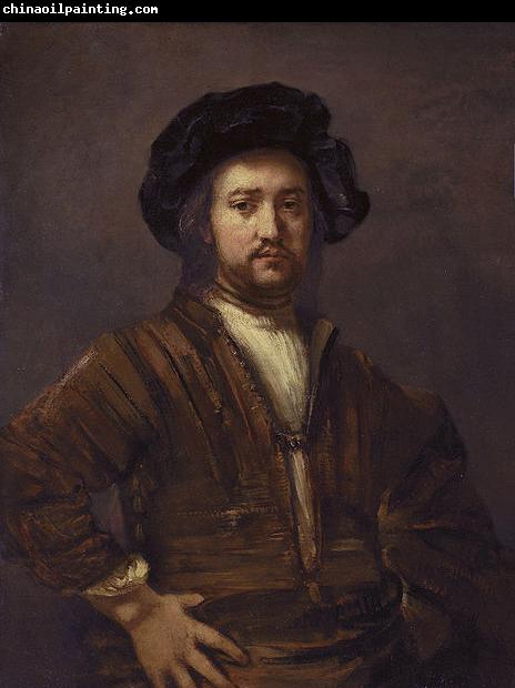 REMBRANDT Harmenszoon van Rijn Portrait of a man with arms akimbo