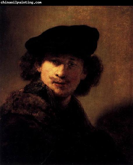 Rembrandt Peale Self portrait with Velvet Beret and Furred Mantel