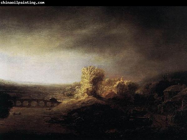 Rembrandt Peale Landscape with a Long Arched Bridge