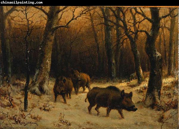 Rosa Bonheur Wild Boars in the Snow