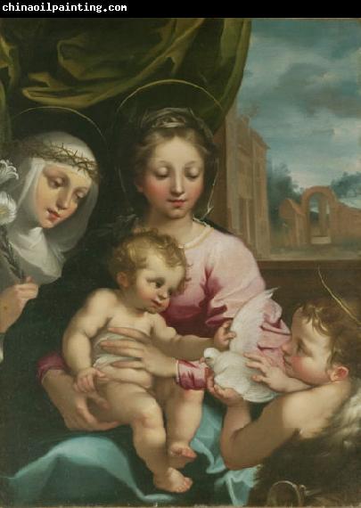 Rutilio Manetti Virgin and Child with the Young Saint John the Baptist and Saint Catherine of Siena