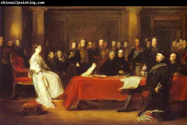 Sir David Wilkie Victoria holding a Privy Council meeting