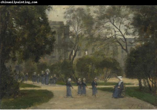 Stanislas lepine Nuns and Schoolgirls in the Tuileries Gardens