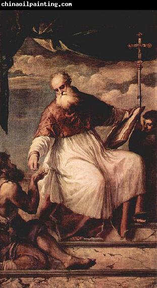 Titian Hl. Johannes Evangelist und der Almosen