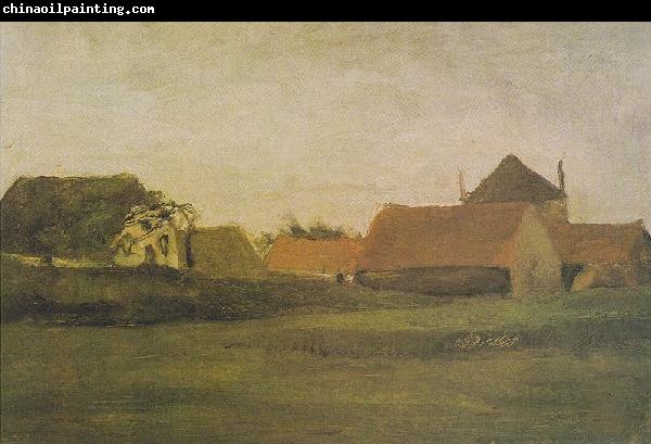 Vincent Van Gogh Farmhouses in Loosduinen at The Hague in the dawn